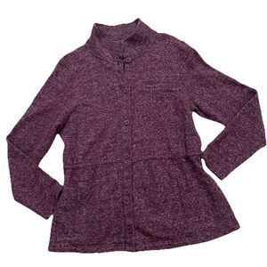 Duluth Trading Hemp Blend Knit Jacket Adjustable Waist Heathered Purple Size XL